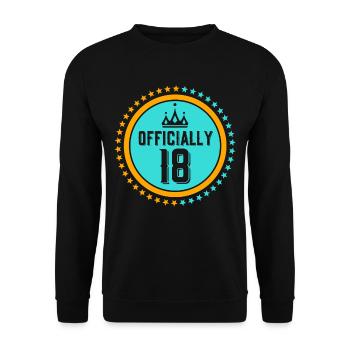 Offiziell 18 Geburtstag Achtzehn Geburtstagskind - Unisex Pullover - Schwarz - Vorne - Alina (178cm) & Michal (187cm)