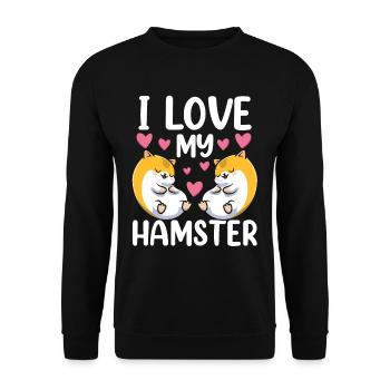 I love my hamster cute pet owner - Unisex Sweatshirt - black - Front - Alina (178cm) & Michal (187cm)