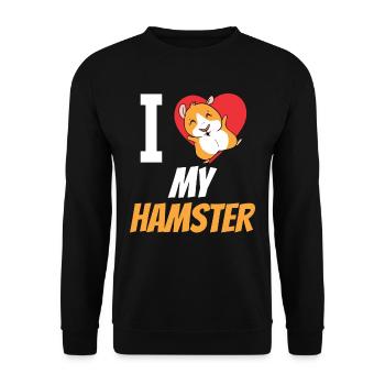 I love my hamster cute pet owner - Unisex Sweatshirt - black - Front - Alina (178cm) & Michal (187cm)