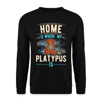 Zuhause ist wo mein Schnabeltier ist - Unisex Pullover - Schwarz - Vorne - Alina (178cm) & Michal (187cm)