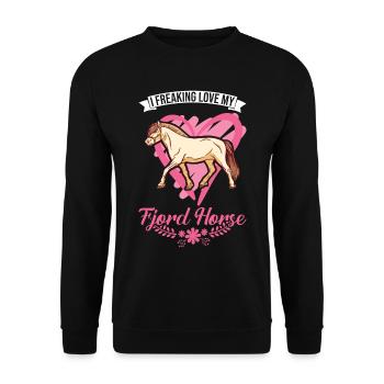 Cheval du fjord Cheval norvégien Cheval du fjord - Sweat-shirt Unisexe - noir - Devant - Alina (178cm) & Michal (187cm)