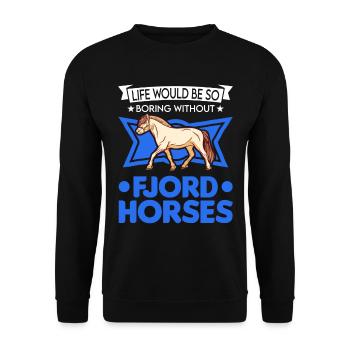 Fjordpferd Geschenk Norweger Pferd Fjord Horse - Unisex Pullover - Schwarz - Vorne - Alina (178cm) & Michal (187cm)