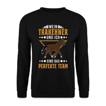 Mein Trakehner und ich Sind das perfekte Team - Unisex Pullover - Schwarz - Vorne - Alina (178cm) & Michal (187cm)