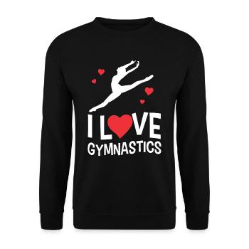 Ich Liebe Gymnastik Turner Turnen Gymnast - Unisex Pullover - Schwarz - Vorne - Alina (178cm) & Michal (187cm)