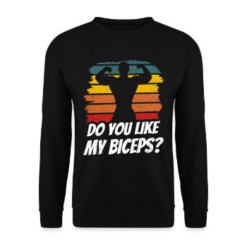 Magst Du Meinen Bizeps Sprüche Muskeln Curls - Unisex Pullover - Schwarz - Vorne - Alina (178cm) & Michal (187cm)