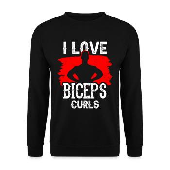 J’aime biceps boucles dictons biceps muscles - Sweat-shirt Unisexe - noir - Devant - Alina (178cm) & Michal (187cm)