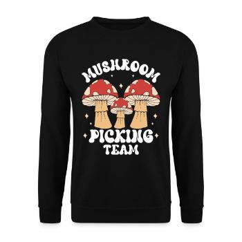 Mushroom Pickers Team Mushroom Pickers Mushrooms - Unisex Sweatshirt - black - Front - Alina (178cm) & Michal (187cm)
