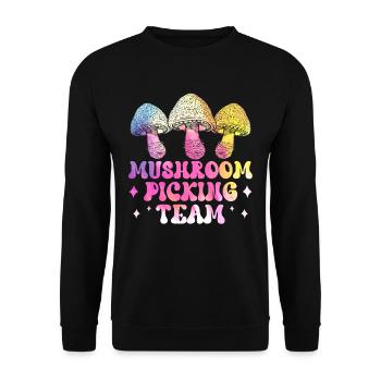 Mushroom pickers Team Mushroom pickers Mushroom picking Mushrooms - Unisex Sweatshirt - black - Front - Alina (178cm) & Michal (187cm)