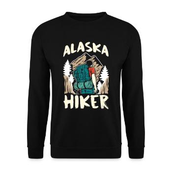 Alaska Wanderer Natur Wanderung Wandern - Unisex Pullover - Schwarz - Vorne - Alina (178cm) & Michal (187cm)