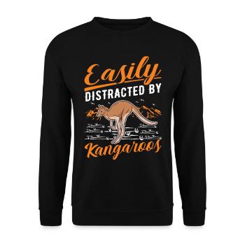 Easily distracted by Kangaroos Kangaroo - Unisex Sweatshirt - black - Front - Alina (178cm) & Michal (187cm)