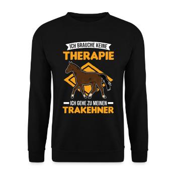 Trakehner Therapie Trakehner Pferd - Unisex Pullover - Schwarz - Vorne - Alina (178cm) & Michal (187cm)