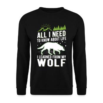 Wolf Lover Gift Wolf Pack - Unisex Sweatshirt - black - Front - Alina (178cm) & Michal (187cm)