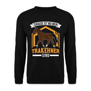 Zuhause ist wo mein Trakehner sind - Unisex Pullover - Schwarz - Vorne - Alina (178cm) & Michal (187cm)