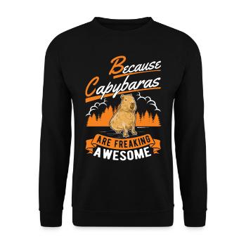 Because Capybaras are freaking awesome - Unisex Pullover - Schwarz - Vorne - Alina (178cm) & Michal (187cm)