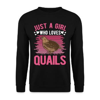 Juste une fille qui aime les cailles Cailles Quail Girl - Sweat-shirt Unisexe - noir - Devant - Alina (178cm) & Michal (187cm)