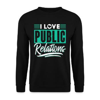 Ich Liebe Public Relations Job PR Beruf - Unisex Pullover - Schwarz - Vorne - Alina (178cm) & Michal (187cm)