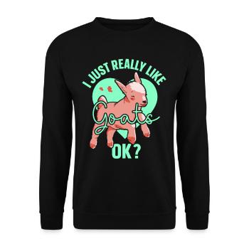 I just like goats very goat animal domestic goat - Unisex Sweatshirt - black - Front - Alina (178cm) & Michal (187cm)