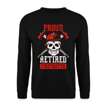 Proud retired firefighter Pensioner Pension - Unisex Sweatshirt - black - Front - Alina (178cm) & Michal (187cm)