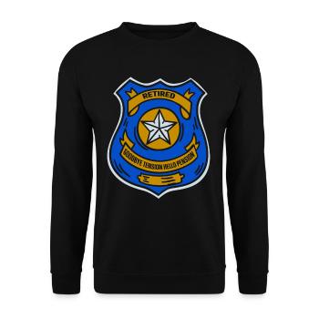 In retirement Goodbye Tension Hello Pension Police - Unisex Sweatshirt - black - Front - Alina (178cm) & Michal (187cm)