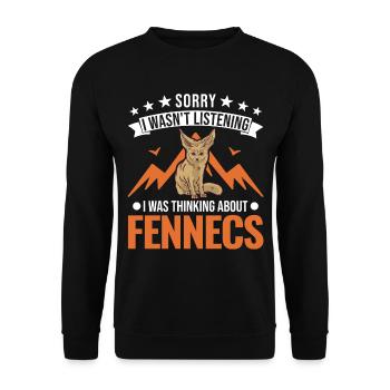 Fennek Geschenk Wüstenfuchs Fennec - Unisex Pullover - Schwarz - Vorne - Alina (178cm) & Michal (187cm)