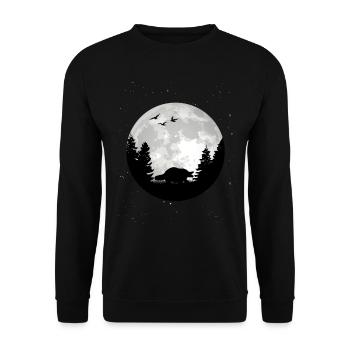 Schnabeltier Mond - Unisex Pullover - Schwarz - Vorne - Alina (178cm) & Michal (187cm)