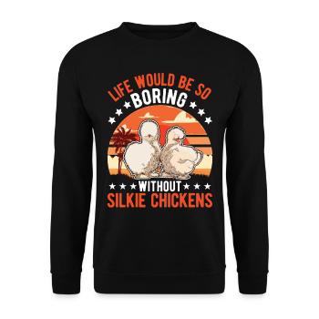 Silk Chicken Cadeau Silkie Chicken Silkie Chicken - Sweat-shirt Unisexe - noir - Devant - Alina (178cm) & Michal (187cm)