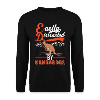 Easily distracted by Kangaroos Kangaroo - Unisex Sweatshirt - black - Front - Alina (178cm) & Michal (187cm)
