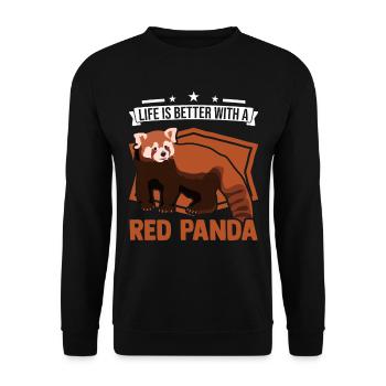 La vie est meilleure avec un panda roux - Sweat-shirt Unisexe - noir - Devant - Alina (178cm) & Michal (187cm)