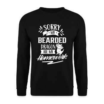 Bearded dragon has eaten my homework animal - Unisex Sweatshirt - black - Front - Alina (178cm) & Michal (187cm)