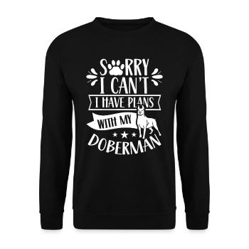 Kann Nicht Ich Habe Pläne Mit Meinem Dobermann - Unisex Pullover - Schwarz - Vorne - Alina (178cm) & Michal (187cm)