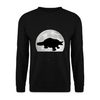 Schnabeltier Mond - Unisex Pullover - Schwarz - Vorne - Alina (178cm) & Michal (187cm)