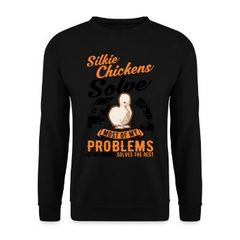 Silk Chicken Cadeau Silkie Chicken Silkie Chicken - Sweat-shirt Unisexe - noir - Devant - Alina (178cm) & Michal (187cm)