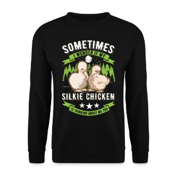 Silk Chicken Cadeau Silkie Chicken Silkie Chicken - Sweat-shirt Unisexe - noir - Devant - Alina (178cm) & Michal (187cm)