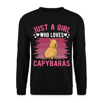 Just a Girl Who loves Capybaras Capybara Mädchen - Unisex Sweatshirt - black - Front - Alina (178cm) & Michal (187cm)