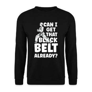 Kann Ich Den Schwarzen Gürtel Schon Bekommen? Gur - Unisex Pullover - Schwarz - Vorne - Alina (178cm) & Michal (187cm)