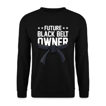 Zukünftiger Schwarzgurt Inhaber Schwarzer Gürtel - Unisex Pullover - Schwarz - Vorne - Alina (178cm) & Michal (187cm)