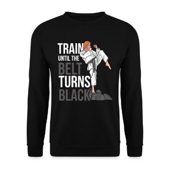 Train until the belt turns black MMA Gur - Unisex Sweatshirt - black - Front - Alina (178cm) & Michal (187cm)