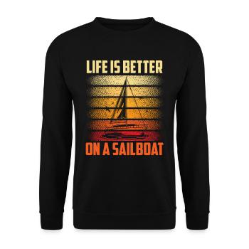 La vie est meilleure en naviguant sur un voilier - Sweat-shirt Unisexe - noir - Devant - Alina (178cm) & Michal (187cm)