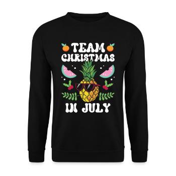 Team Weihnachten Im Juli Santa Christmas In July - Unisex Pullover - Schwarz - Vorne - Alina (178cm) & Michal (187cm)