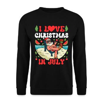 I love Christmas in July Christmas in July - Unisex Sweatshirt - black - Front - Alina (178cm) & Michal (187cm)