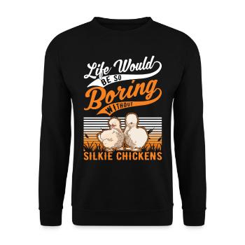 Silk Chicken Cadeau Silkie Chicken Silkie Chicken - Sweat-shirt Unisexe - noir - Devant - Alina (178cm) & Michal (187cm)