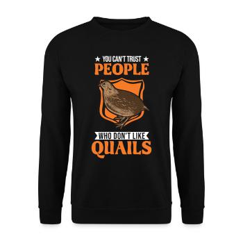 Avertissement caille reproductrice de cailles éleveur de cailles - Sweat-shirt Unisexe - noir - Devant - Alina (178cm) & Michal (187cm)