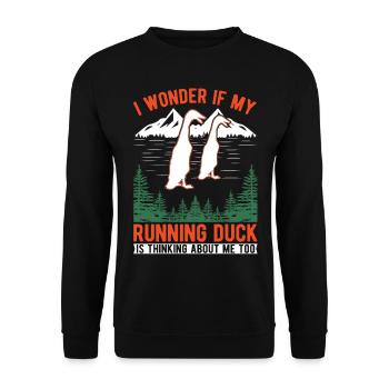 Indian Running Duck Bouteille cadeau Canard Canard - Sweat-shirt Unisexe - noir - Devant - Alina (178cm) & Michal (187cm)