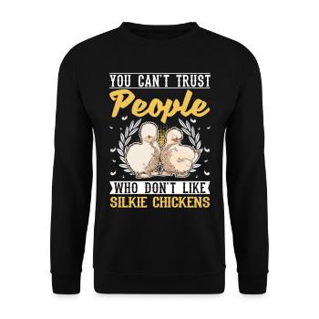 Silk Chicken Cadeau Silkie Chicken Silkie Chicken - Sweat-shirt Unisexe - noir - Devant - Alina (178cm) & Michal (187cm)