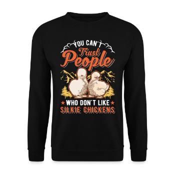 Silk Chicken Cadeau Silkie Chicken Silkie Chicken - Sweat-shirt Unisexe - noir - Devant - Alina (178cm) & Michal (187cm)