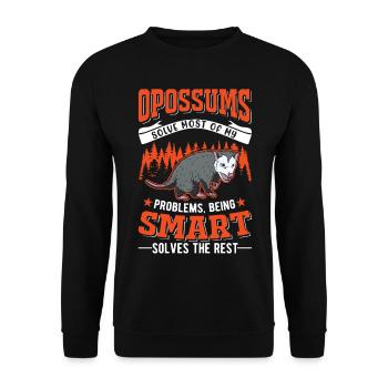 Opossum Geschenk Possum Beutelratte - Unisex Pullover - Schwarz - Vorne - Alina (178cm) & Michal (187cm)