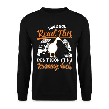 Indian Running Duck Bouteille cadeau Canard Canard - Sweat-shirt Unisexe - noir - Devant - Alina (178cm) & Michal (187cm)