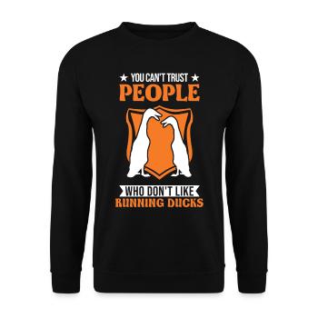 Indian Running Duck Gift Running Duck - Unisex Sweatshirt - black - Front - Alina (178cm) & Michal (187cm)