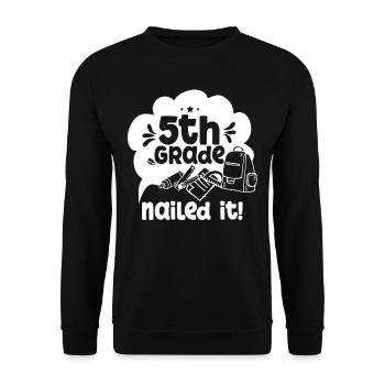 5 Class Completed School Fifth Grader Fifth - Unisex Sweatshirt - black - Front - Alina (178cm) & Michal (187cm)