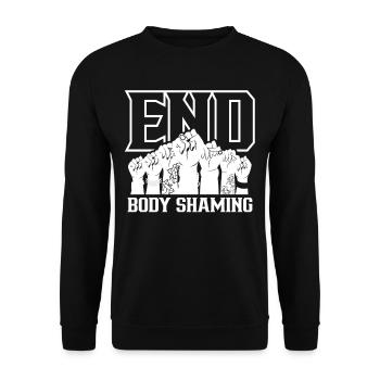Fin Body Shaming Stop Bodyshaming Annoyance Stop - Sweat-shirt Unisexe - noir - Devant - Alina (178cm) & Michal (187cm)